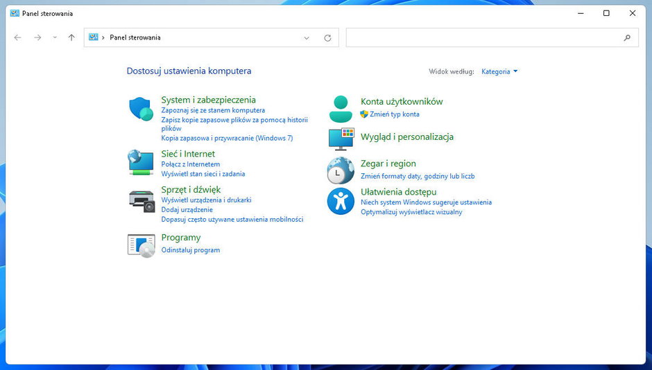 Panel sterowania z Windows 11