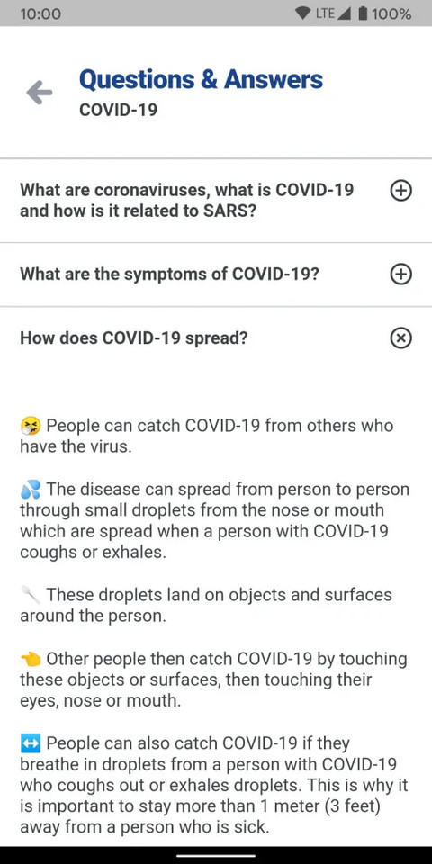 Aplikacja WHO COVID-19