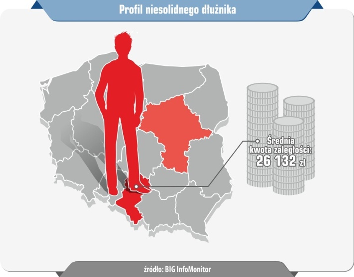 Portret statystycznego dłużnika, źródło: BIG