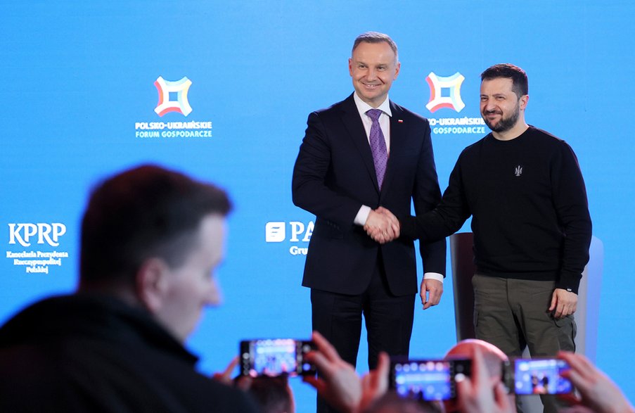 Prezydent Ukrainy Wołodymyr Zełenski podczas wizyty w Polsce, Warszawa, 5 kwietnia 2023 r