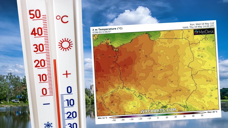 Przed nami piękny, słoneczny czwartek (mapa: wxcharts.com)