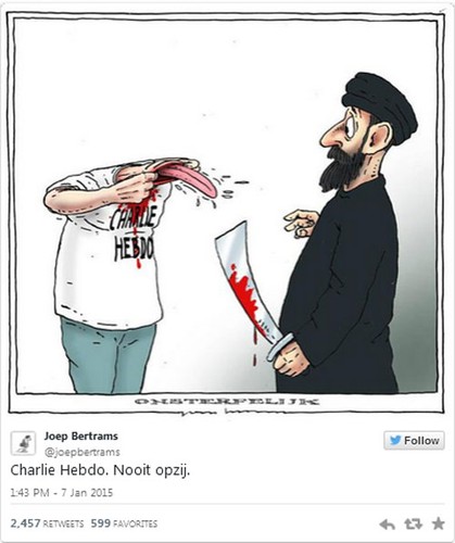 Joep Bertrams - rysunkowy komentarz po ataku na 'Charlie Hebdo'