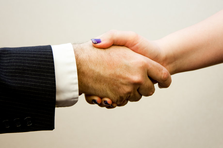 5. The "you got the job" handshake