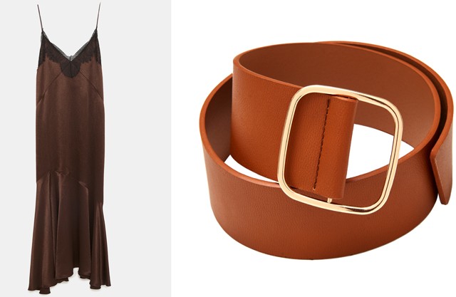 Barna, csipkés ruha ZARA 15995 FtFémcsatos öv SINSAY 1295 Ft