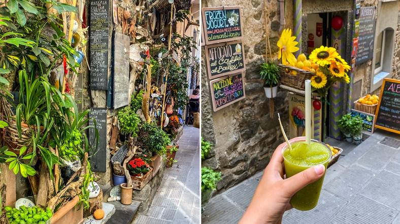 Corniglia. Na zdjęciu po prawej granita cytrynowo-bazyliowa