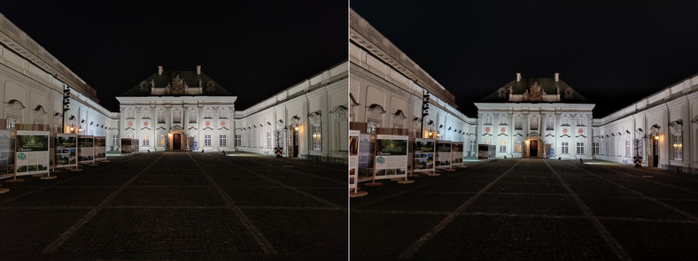 Przykładowe zdjęcia wykonane w trybie Ultra Night modułami standardowymi aparatów Realme GT2 Pro (po lewej) oraz OnePlusa Nord2 (kliknij, aby powiększyć) 