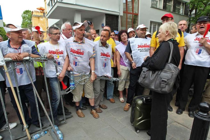 Magdanena Kochan podczas blokady Sejmu