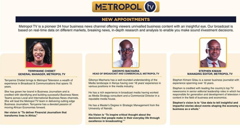 Terryanne Chebet. Terryanne Chebet appointed General Manager Metropol TV 