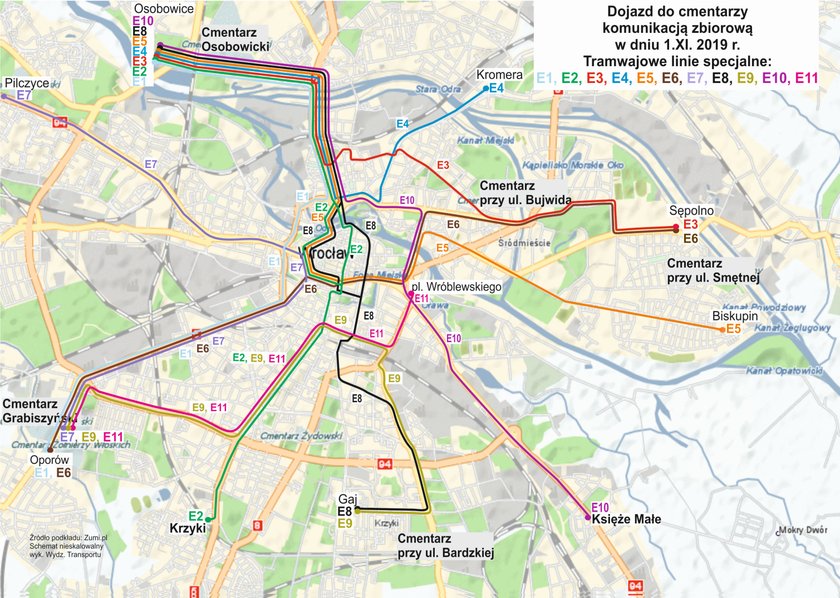 Komunikacja na Wszystkich Świętych - Wrocław