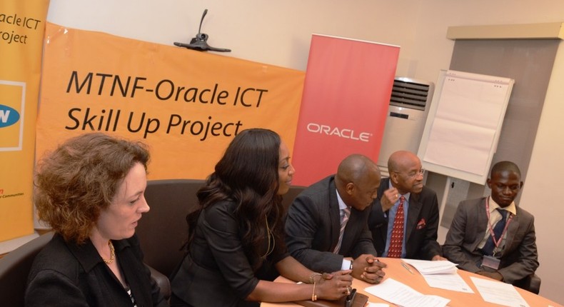 MTN and Oracle officials at the announcement of the second phase of the project