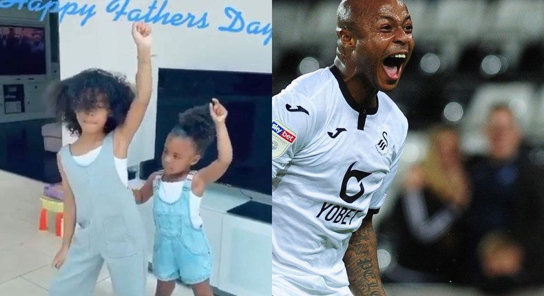 Andre Ayew and his daughters