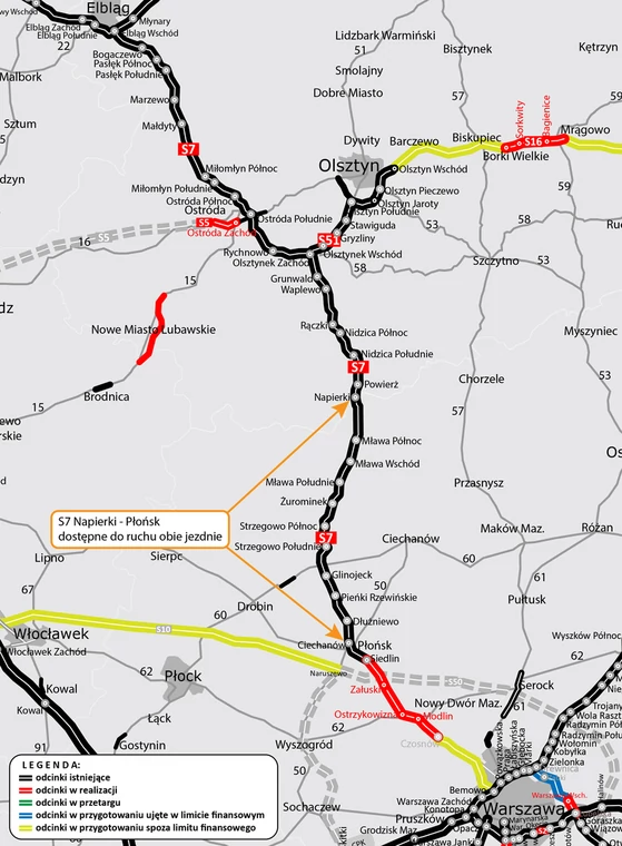 S7 Płońsk — Napierki mapa