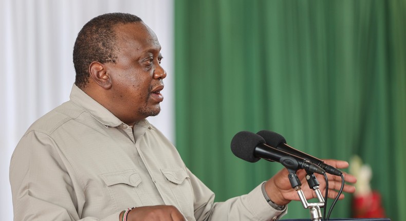 President Uhuru Kenyatta speaks during the operationalization of the first berth at the new Lamu Port