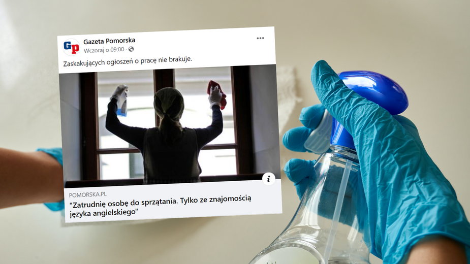 Zaskakujące ogłoszenie o pracę dla sprzątaczki (fot. screen: Facebook/gazetapomorska)