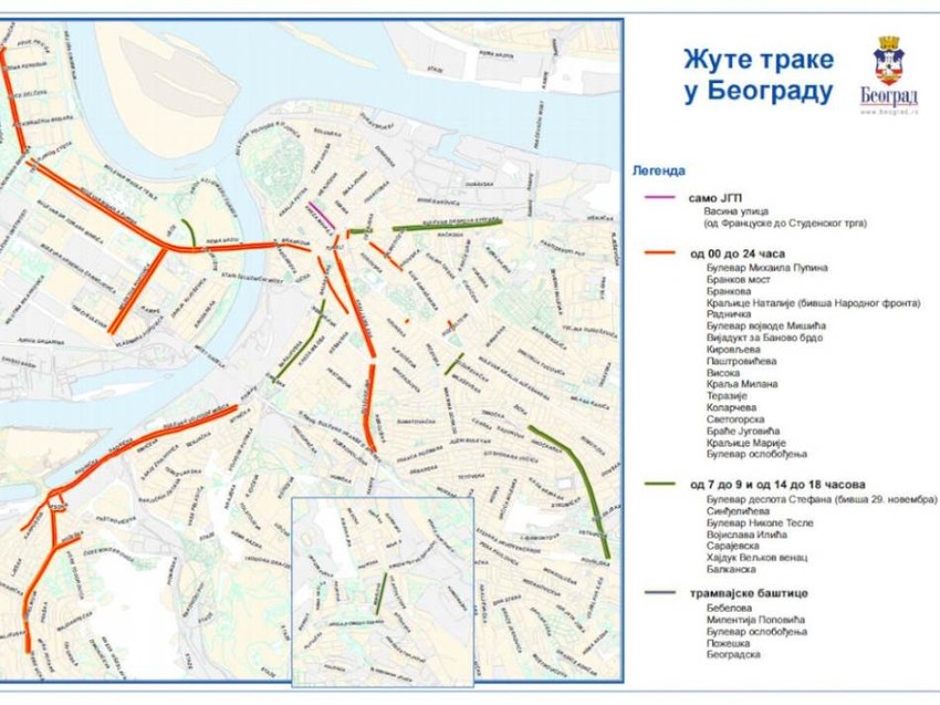 Žute trake u Beogradu