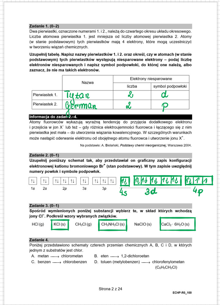 Chemia rozszerzona 2021 - arkusze - rozwiązanie