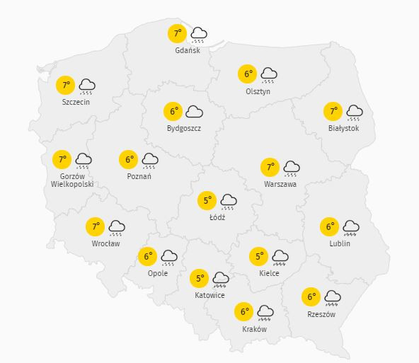 Prognoza na poniedziałek - 23.12