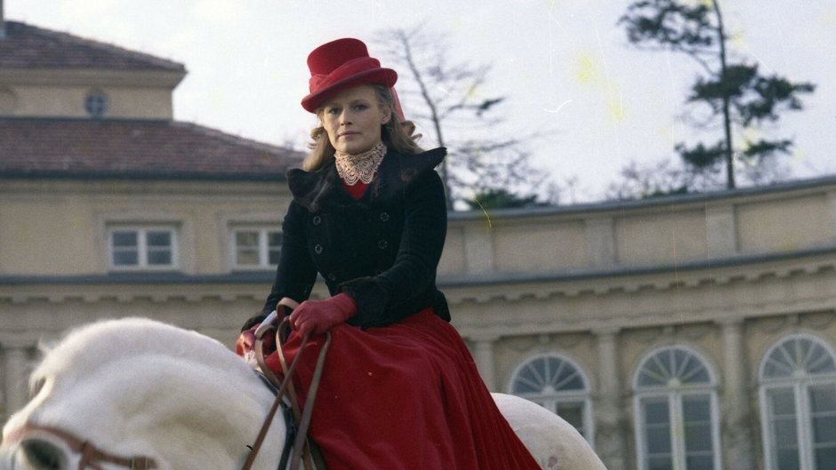 Iwona Bielska na planie filmu "Wilczyca", 1982 r.