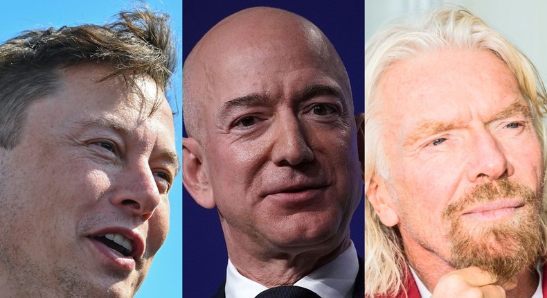 Elon Musk, Jeff Bezos, Richard Branson
