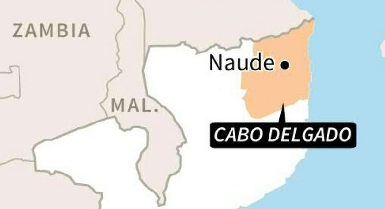 Map of Mozambique locating Cabo Delgado province