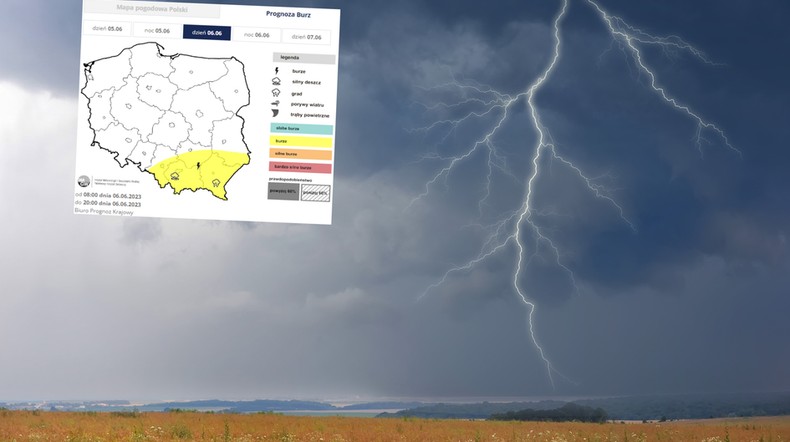 We wtorek na południowym wschodzie spodziewane są burze z gradem (mapa: IMGW)