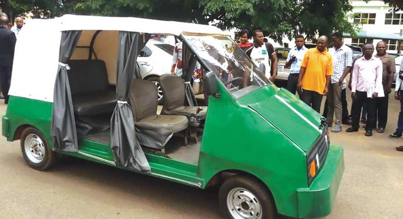 Lion Ozumba 551, the five-seater electric car produced by the Engineering Faculty of University of Nigeria, Nsukka (UNN) [Guardian]