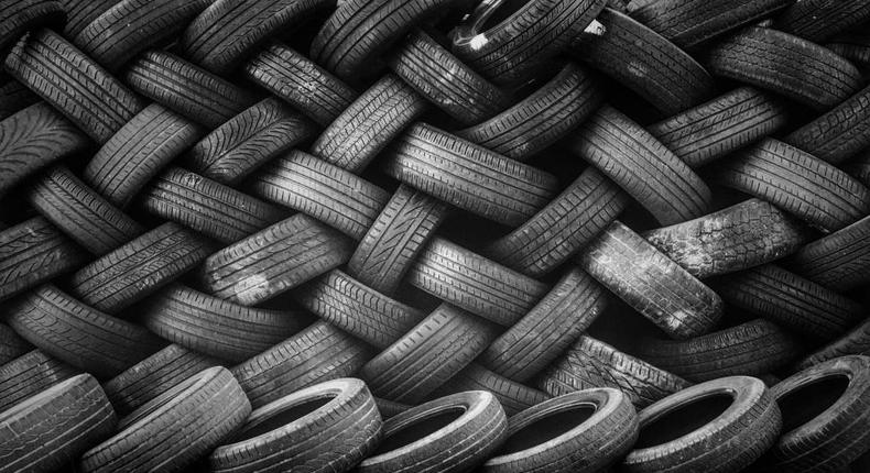 Pile of car tyres