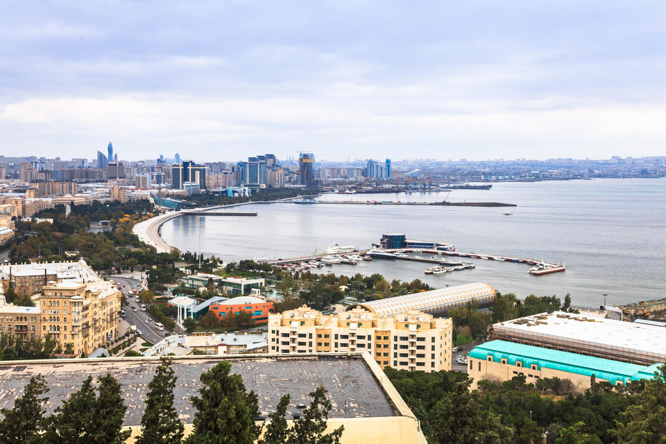 Widok na Baku i Morze Kaspijskie, 2014 r.