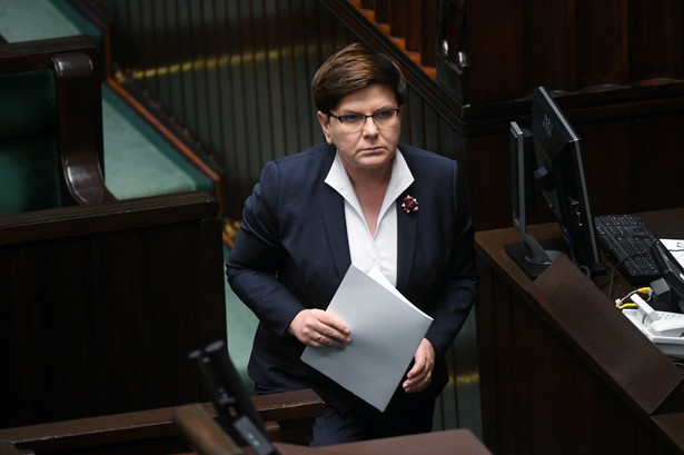 Premier Beata Szydło podczas posiedzenia Sejmu