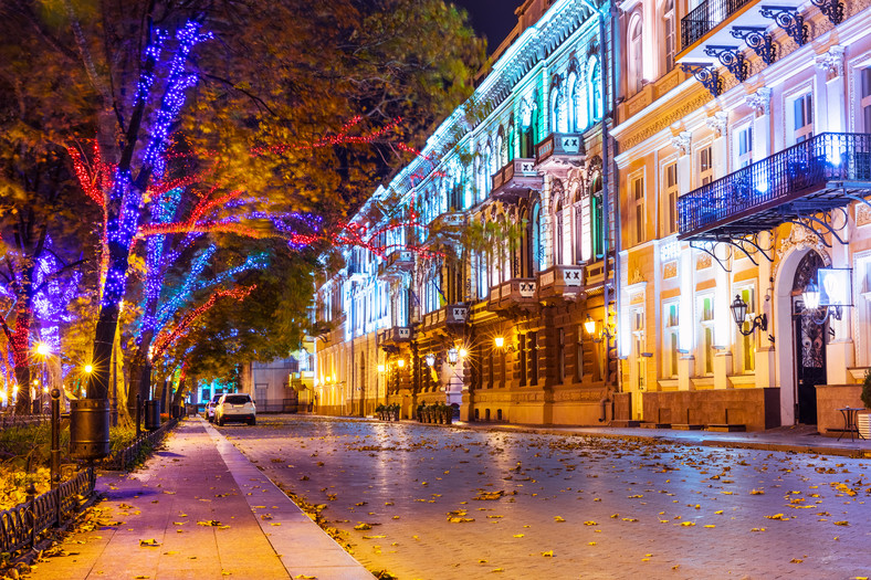 Wieczór w centrum Odessy, Ukraina