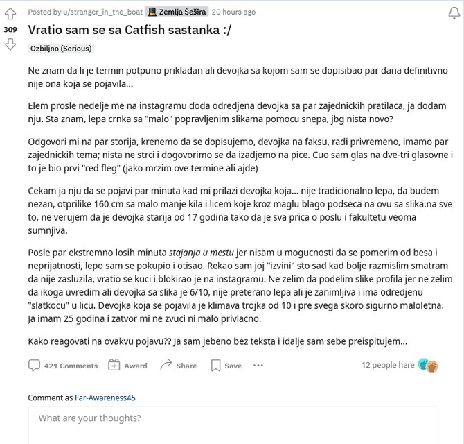 Ispovest momka koji je bio ketfišovan