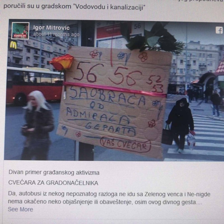 Obaveštenje cvećara od ranije