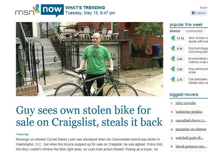Ukradł swój rower złodziejom