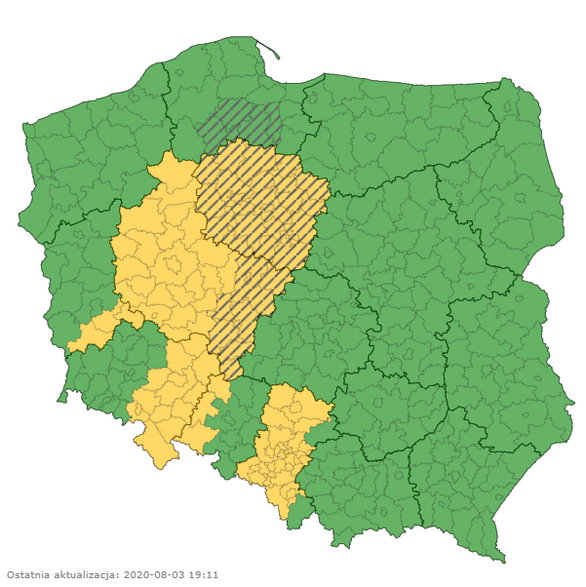 Wieczorne strzeżenia IMGW dla pięciu województw