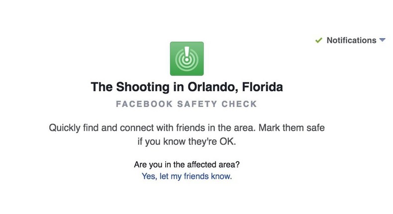 Social network activates Safety Check after shooting Orlando