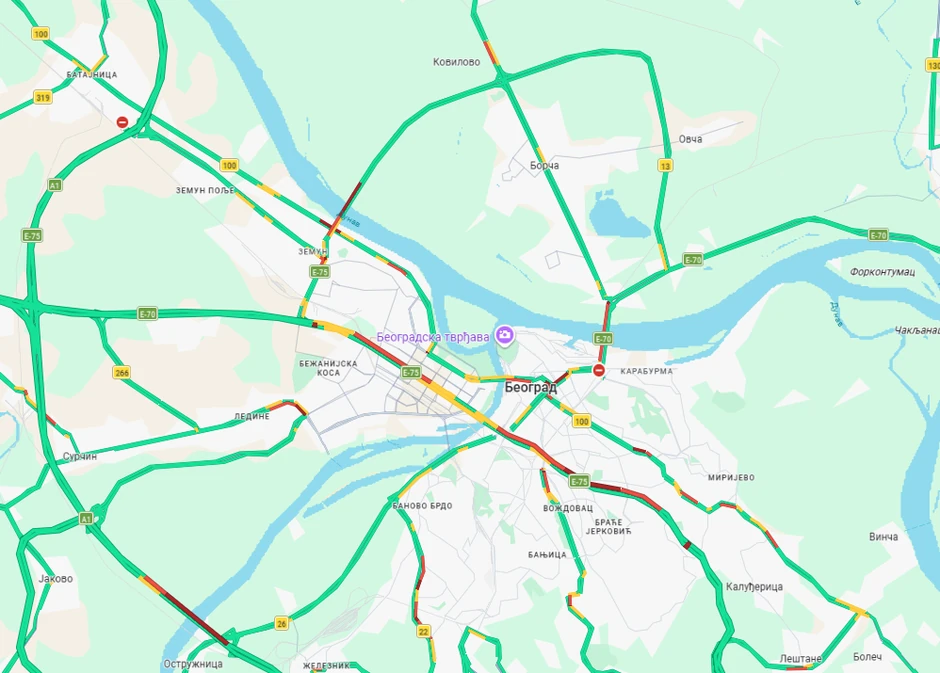 Gužva u Beogradu 3. aprila ujutru