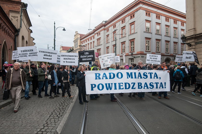 Protest w centrum Krakowa 