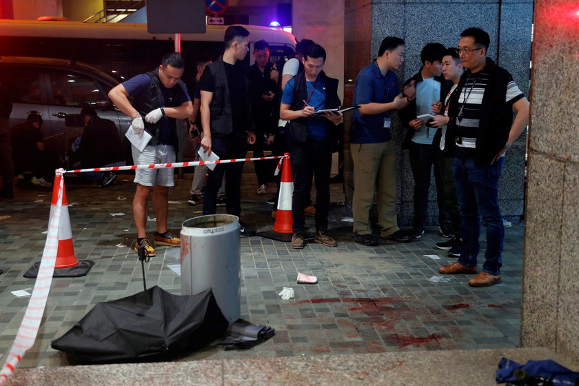 A view of the scene where Andrew Chiu Ka Yin, District Councillor of Taikoo Shing West, was injured 