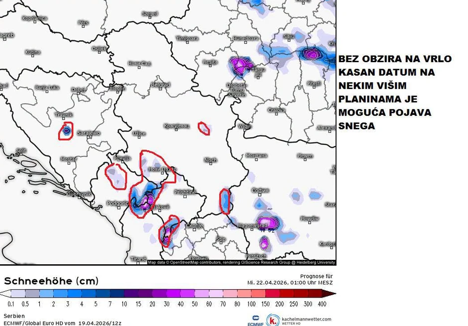 Sneg na planinama 22. aprila