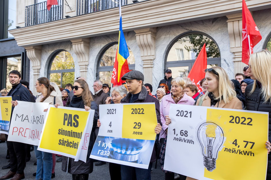 Protest w Kiszyniowie przeciwko wysokim cenom energii, listopad 2022 r.
