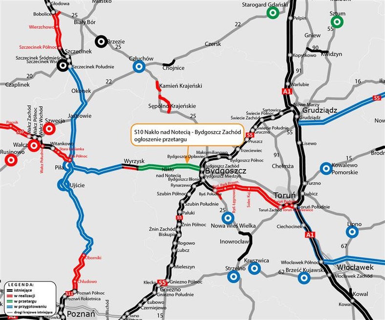 S10 Nakło nad Notecią - Bydgoszcz Zachód - lokalizacja