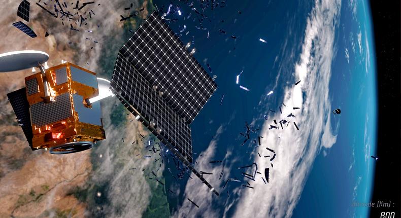An illustration of a satellite breaking up above Earth.ESA/ID&Sense/ONiRiXEL, CC BY-SA 3.0 IGO