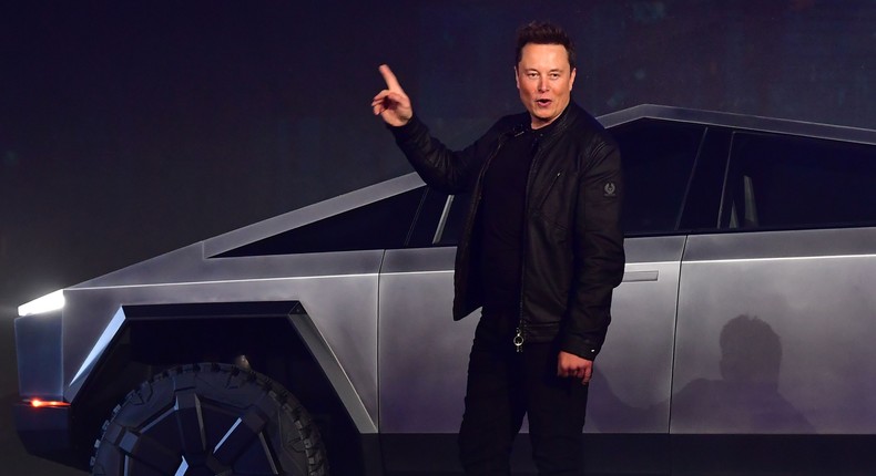 Tesla CEO Elon Musk unveils the Cybertruck at an event in 2019.FREDERIC J. BROWN/AFP via Getty Images