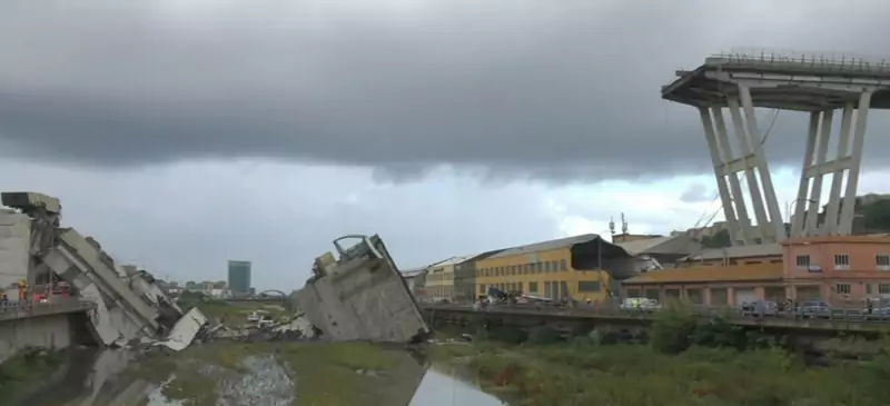 Pozostałości konstrukcji wiaduktu Ponte Morandi