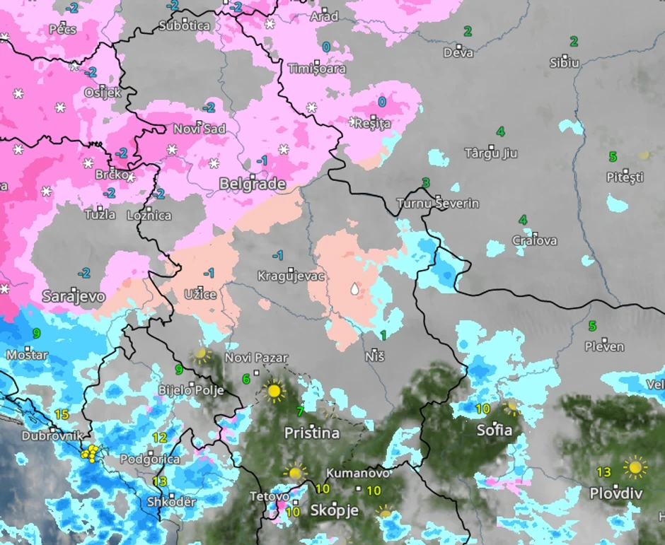 Vreme u Srbiji u ponedeljak u  15 ujutru