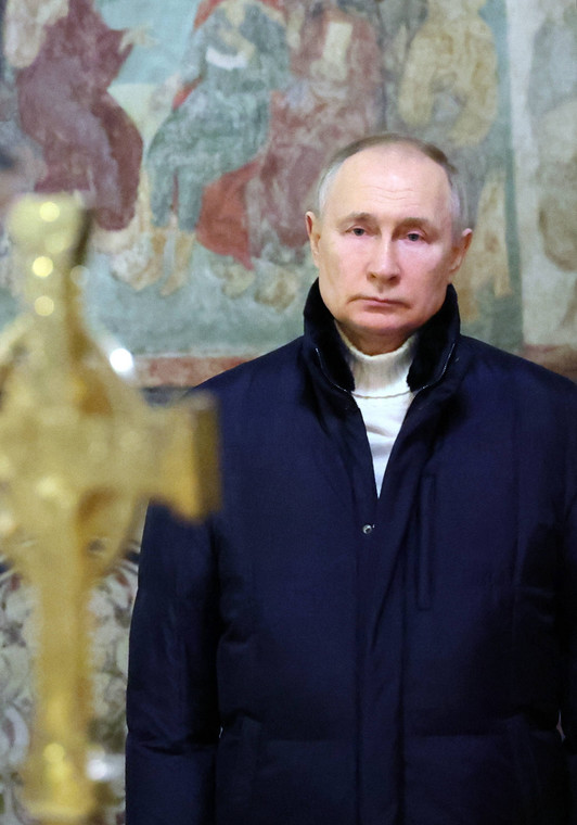Władimir Putin na bożonarodzeniowym nabożeństwie