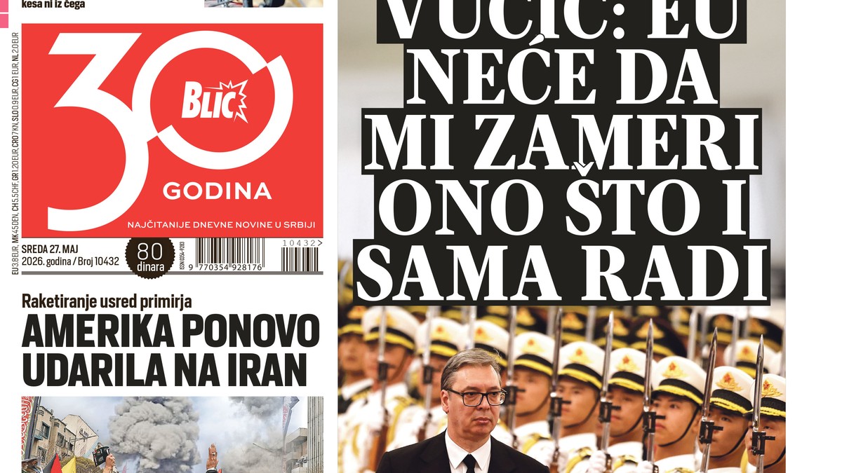 Blic naslovna strana za 27.5.
