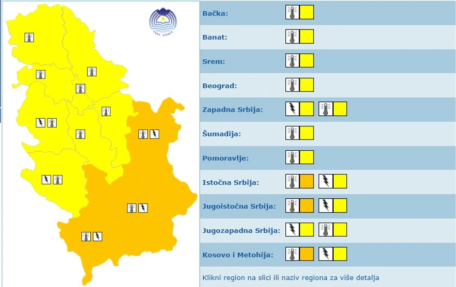 Meteoalarm za subotu