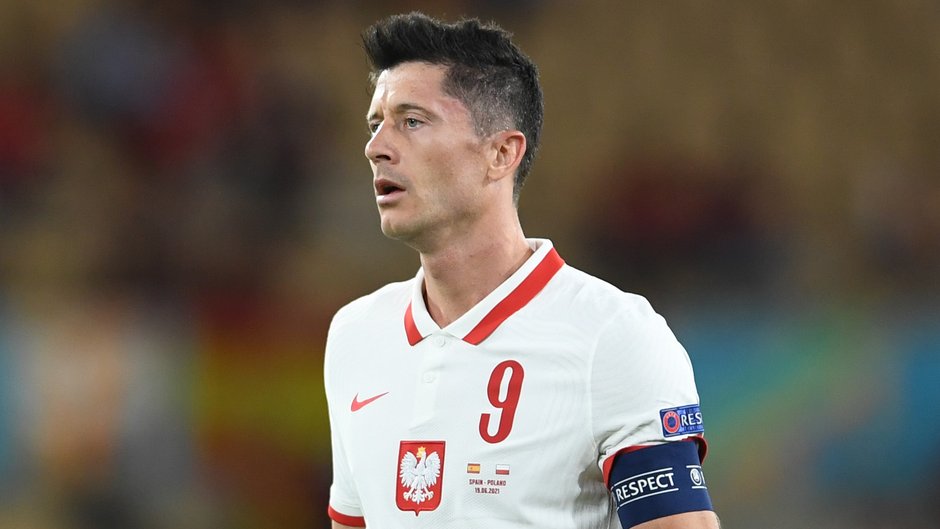 Robert Lewandowski w meczu z Hiszpanią