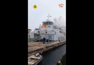 Požar na trajektu u Biogradu na Moru